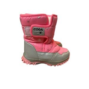 COGA Girls Pink Snowflake Winter Snow Ski Boots Faux Fur Lined Size 1.5Y